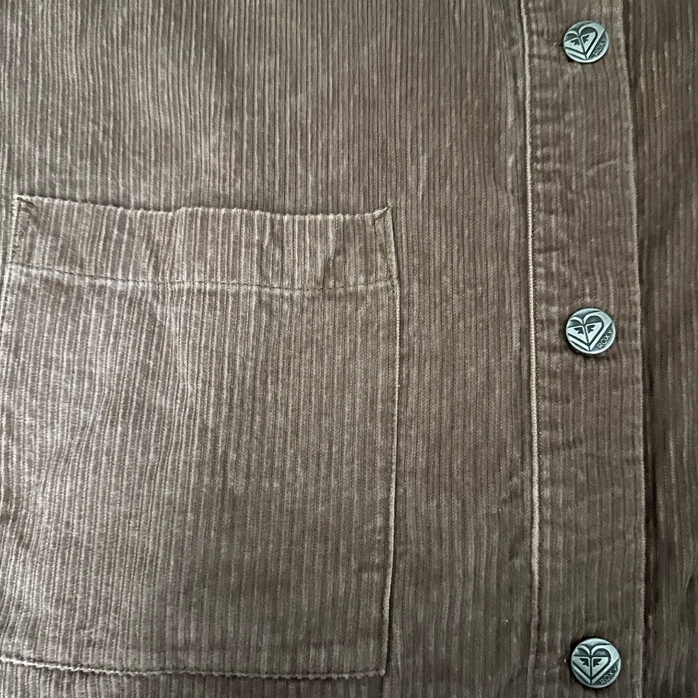 Roxy Kick Back Washed Cord brown Shirt Shacket Corduroy size Large NWT - Picture 8 of 9